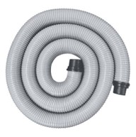 Gray flexible carpet cleaning vacuum hose coil with connectors